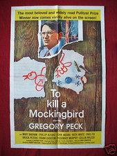 TO KILL A MOCKINGBIRD *1962 ORIGINAL MOVIE POSTER 1SH GREGORY PECK HARPER LEE'S 