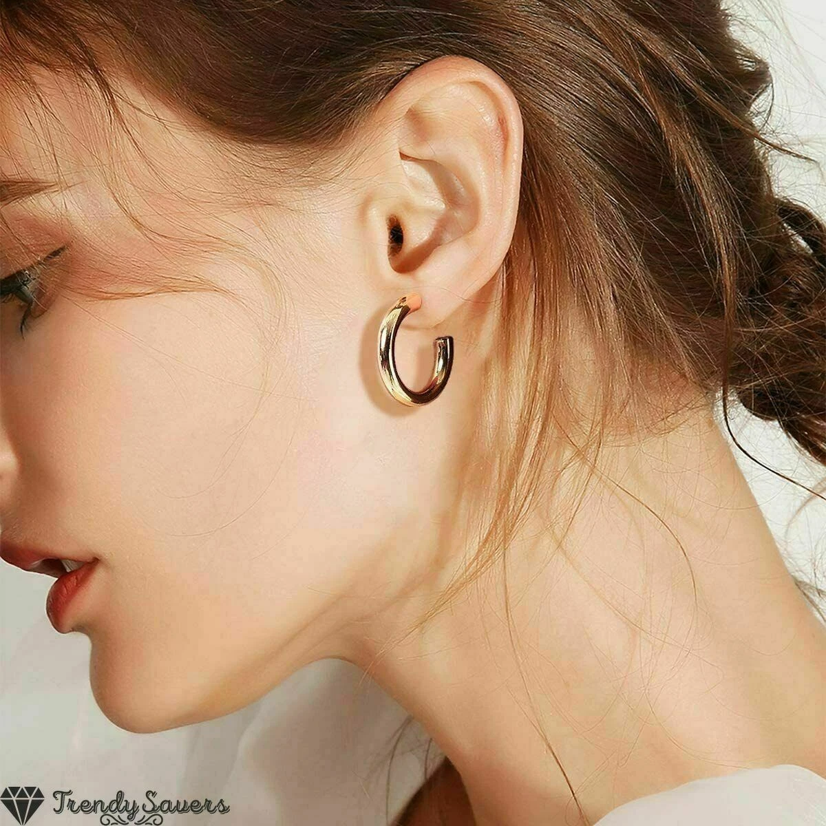 Thick real gold store hoop earrings