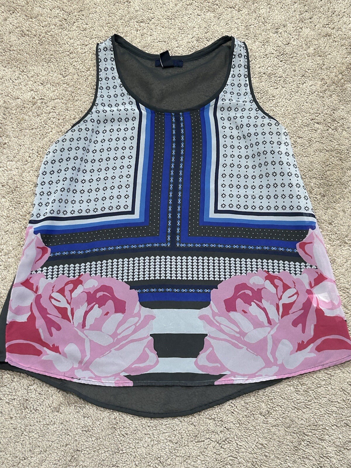 Gap Womens Small Multicolor Print Flowy Casual Comfort Shirt