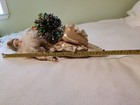 Vintage Harlequin Clown Mardi Gras Jester Porcelain Doll with White Feathers 16" — photo 7