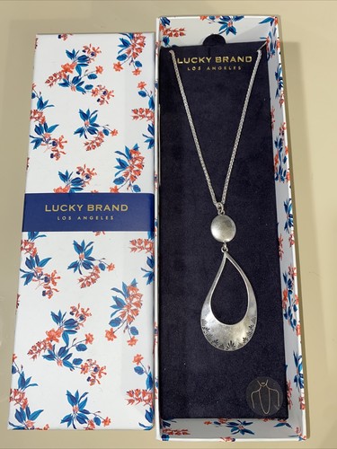 Lucky Brand Silver Tone Circle Pendant Necklace NIB MSRP $39 LUCKY ๐ - Picture 3 of 6