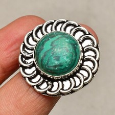 Malachite Gemstone 925 Sterling Silver Handmade Jewelry Ring Size 8