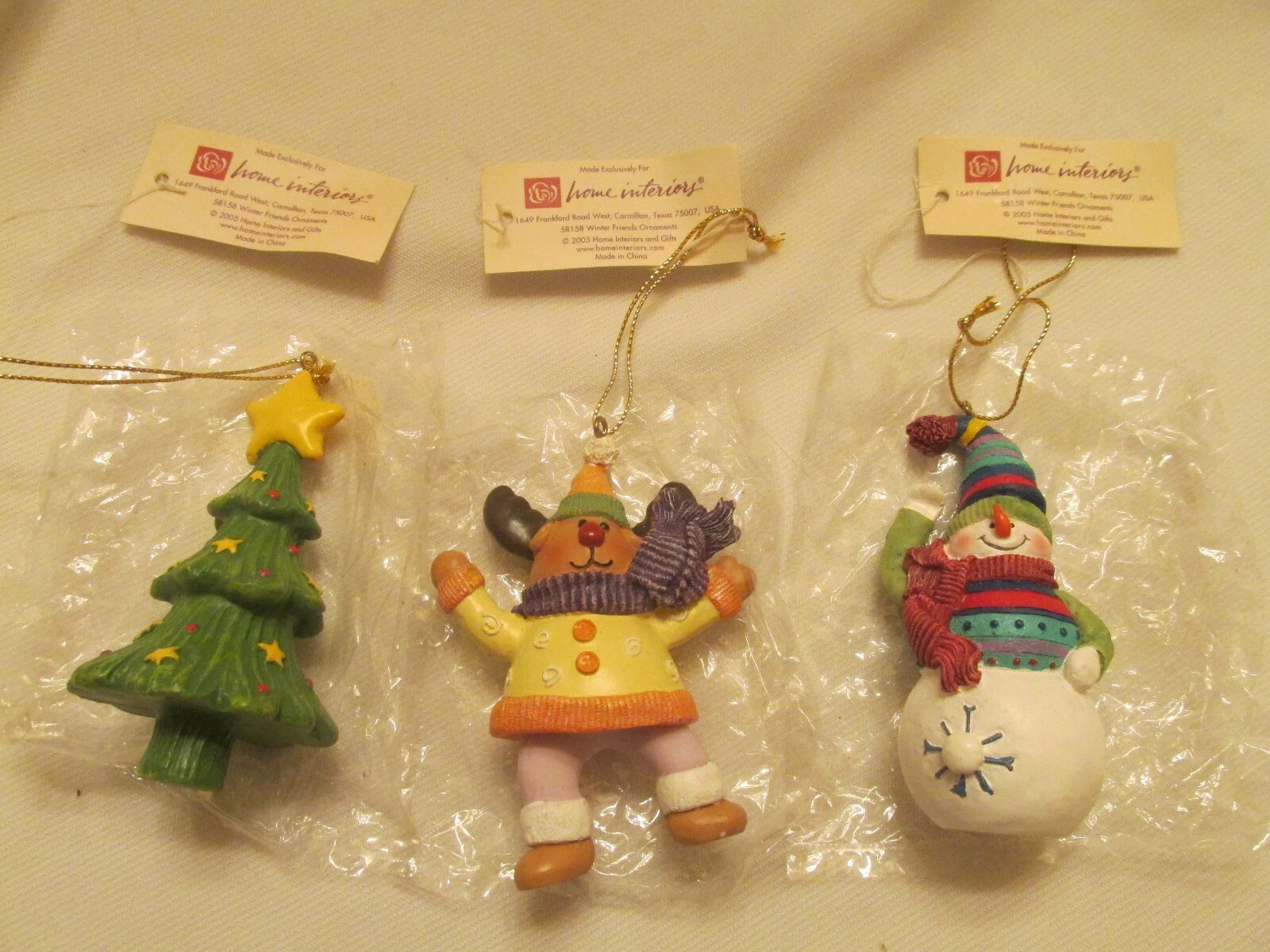 Home Interiors Snowman Moose Tree Ornaments