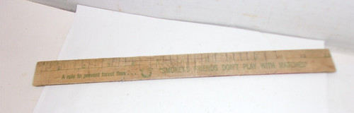 Vintage SMOKEY THE BEAR SMOKEY'S FRIENDS DON'T PLAY WITH MATCHES Wood RULER