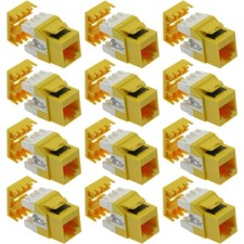 12x Cat5e RJ45 Network Ethernet Keystone Jack 180 Degree 110 Punch Down Yellow