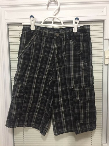 Youth Boy's Black And Grey Plaid 