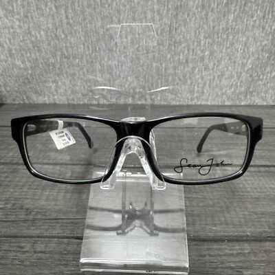 NEW Sean John SJO 2062 019 Onyx Black Eyeglass Frames 57 16 150 Retail $108