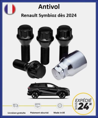 BIMECC Ecrous antivol de roues noir Renault Symbioz dès 2024