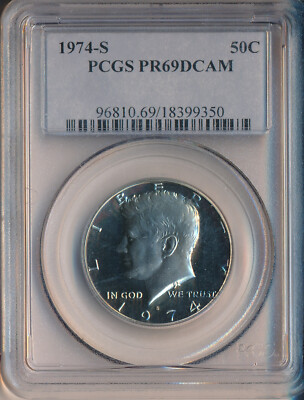 1974-S PROOF KENNEDY SILVER HALF DOLLAR **PCGS CERTIFIED PR 69