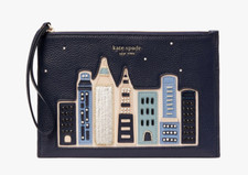 kate spade On Purpose Skyline Pouch Leather Wristlet Wallet NWT Blazer Blue