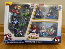 Marvel Spidey Amazing Friends Minis 10 Pack Cars Rhino Hulk Goblin Miles Hydro