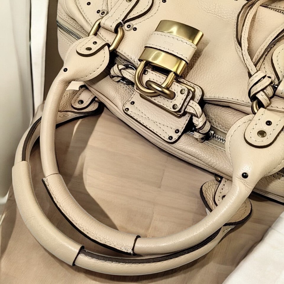 Chloe Paddington 2Way Metallic Beige Shoulder Bag Padlock
