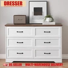 6 Drawers Dresser Chests of Drawers Double Wood Storage Dressers for Bedroom