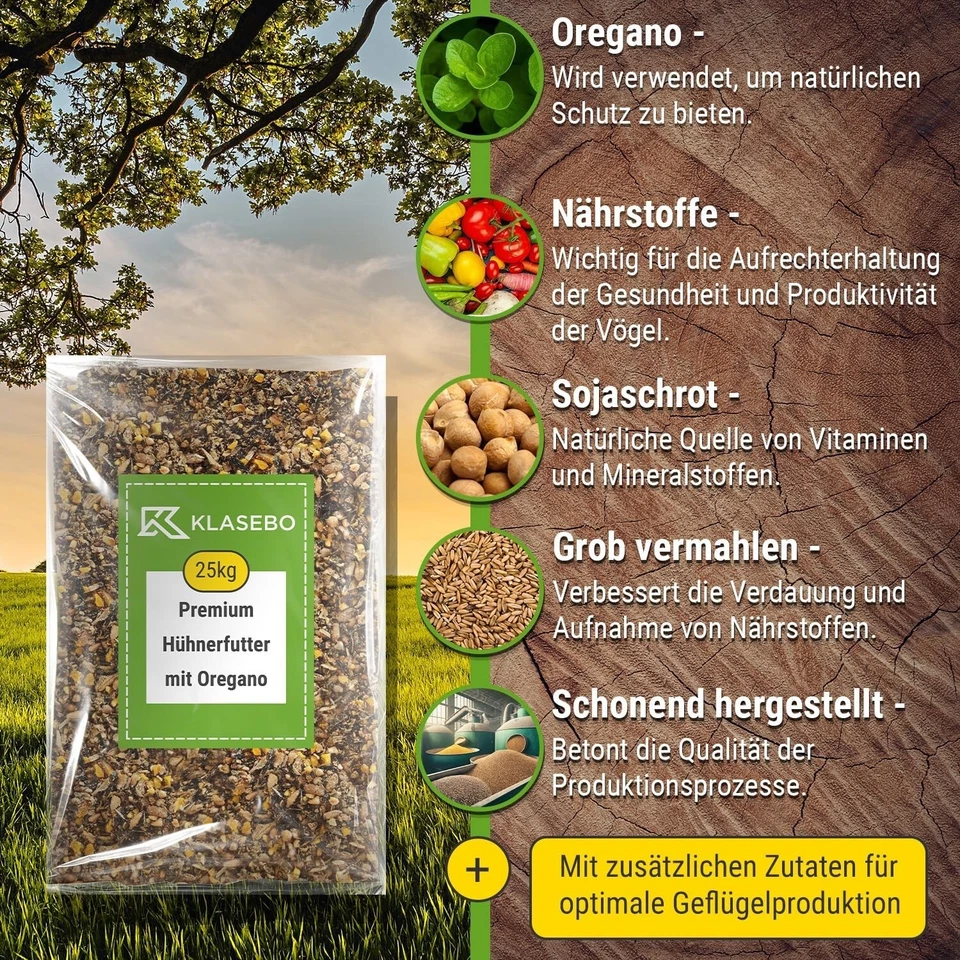 25 kg Hühnerfutter Geflügelfutter Gänse Ente-Premium Legemehl PLUS mit Oregano - Bild 3 von 4