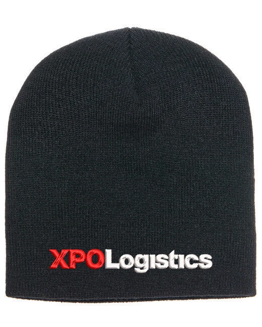 XPO Logistics Embroidered Beanie Winter Hat With or Without Cuff Red Black