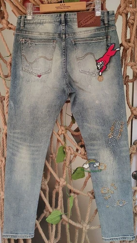 NWTBBC Icecream Embroidery Running Dog Men's Jeans Size 30-40 - Picture 6 of 13