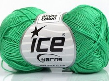 6-Skein Lot Almina Cotton Yarn fine 6x50g/169m Emerald Green