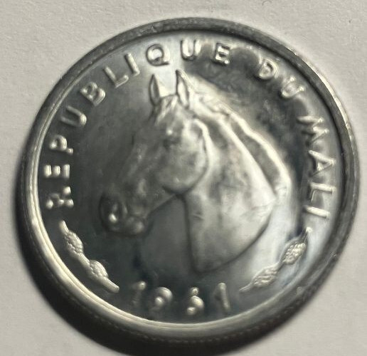 elf Mali 10 Francs 1961 Horse Zebra