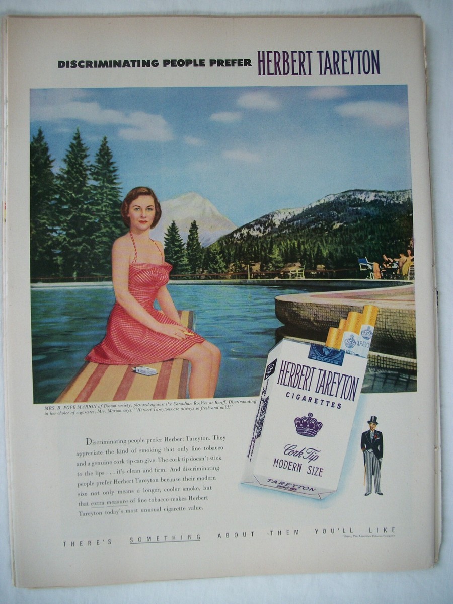VTG 1951 Orig Magazine Ad TAREYTON Cigarettes Boston Society Girl Poolside