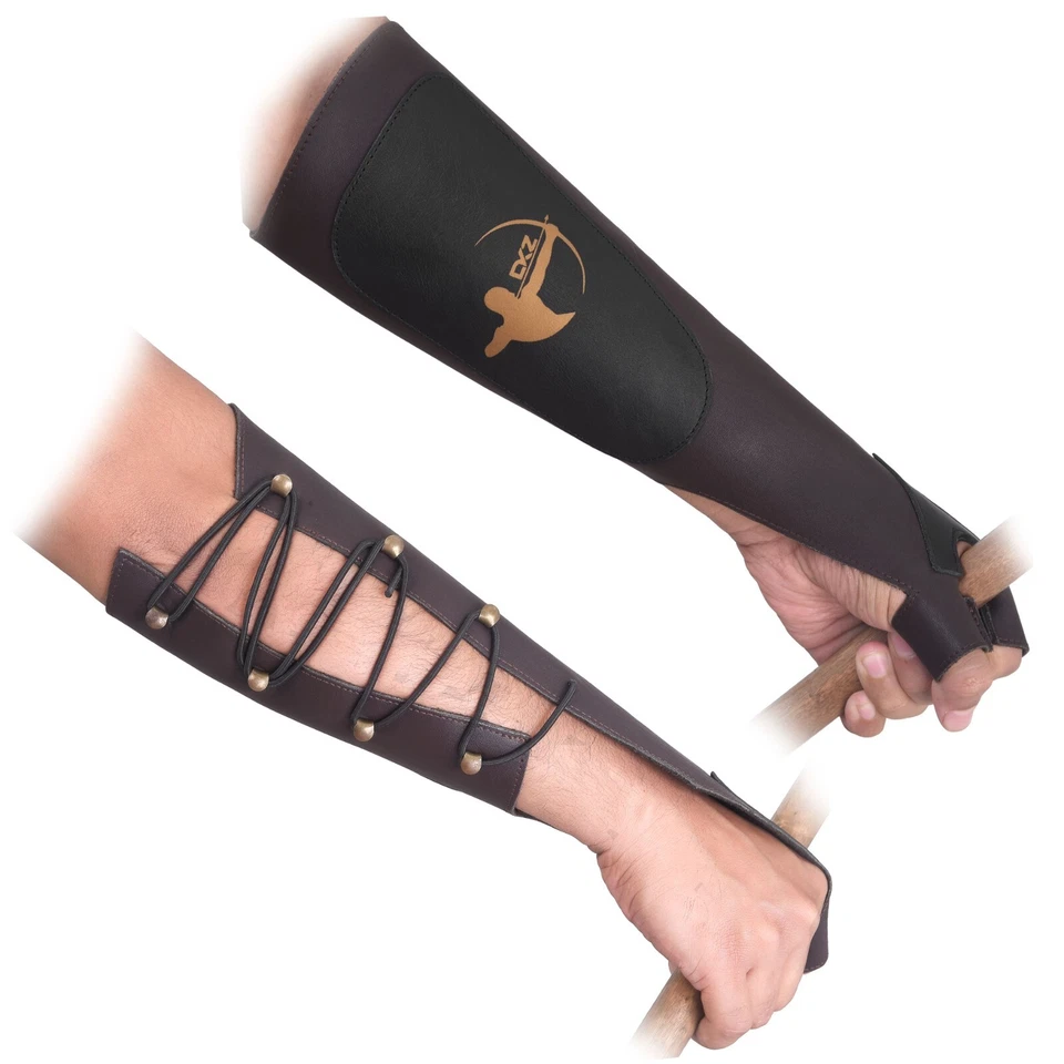 Daskz Leather Archery Arm Guard Protective Forearm Bracer for Shooting Hunting - Image 3 of 4