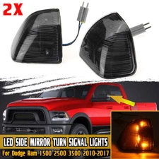 2X Smoked Amber LED Side Mirror Turn Signal Lights For Dodge Ram 1500 2500 3500