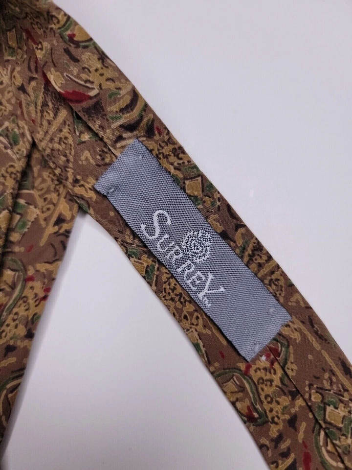 Corbata formal Surrey para hombre 57"Lx3,75"W corbata de cuello marrón Foto 3 de 4