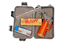 Smoking Kit Glass Pipe Case Raw 1 1/4 Rolling Papers Elements Tips Torch Lighter