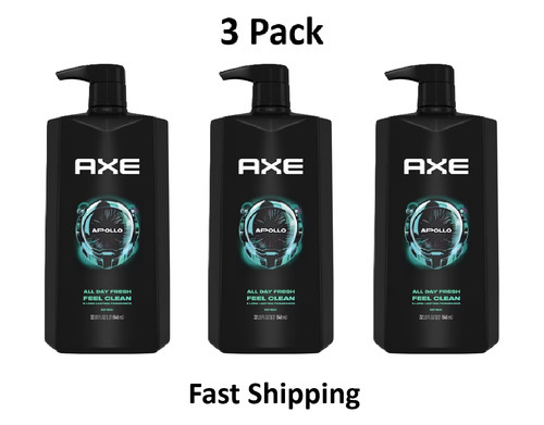 Axe Apollo Refreshing Daily Use Men's Body Wash, Sage & Cedarwood, 32 Oz, 3 Pack
