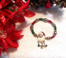 CLASSIC CHRISTMAS BRACELET CHAIN CHARMS BEADS BELL SANTA CLAUS SNOWMAN TREE X24