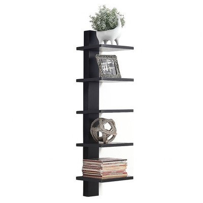 Wall Mounted Spine Bookshelf, Vertical Floating Book Shelf Organizer