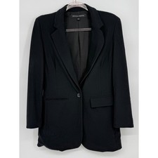 Boston Proper Womens Black Single Button Stretch Blazer Jacket Sz 8
