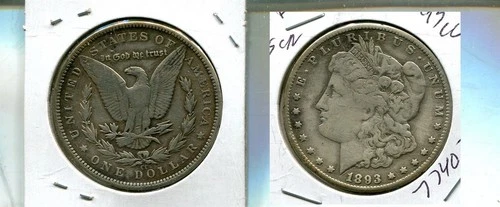1893 CC MORGAN SILVER DOLLAR VF CL 7740T