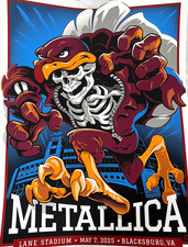 METALLICA POSTER BLACKSBURG VIRGINIA TECH HOKIES 5/7/2025 LANE STADIUM #171/900