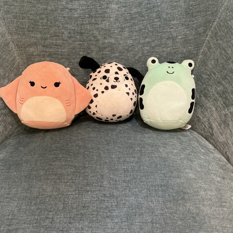Plush Stuffed Animals Lot of 3 Stingray Dalmatian Dog Frog Small 6-14 in