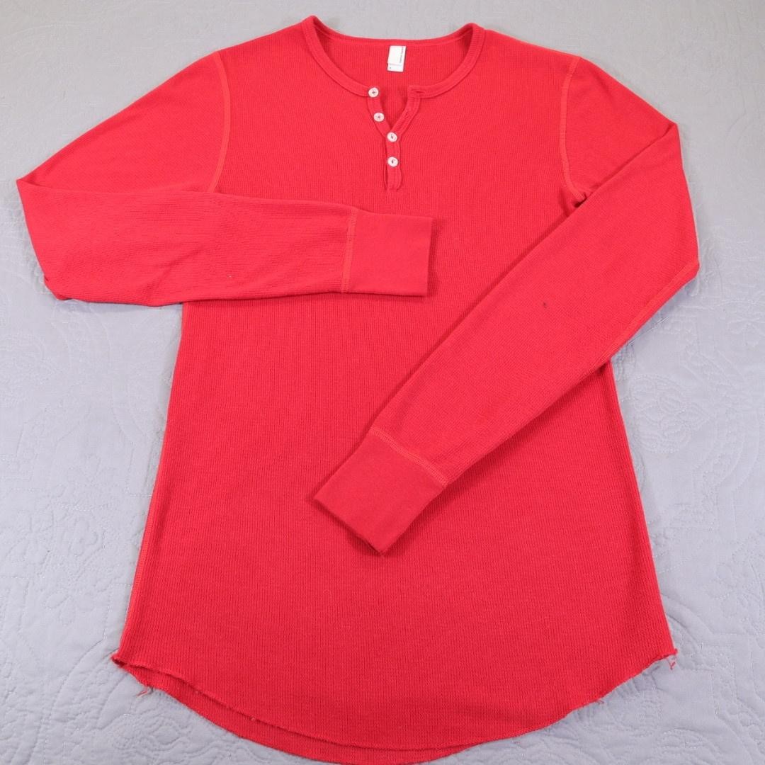 American Apparel Dexter Morgan Kill Shirt Mens SMALL Red Thermal Henley