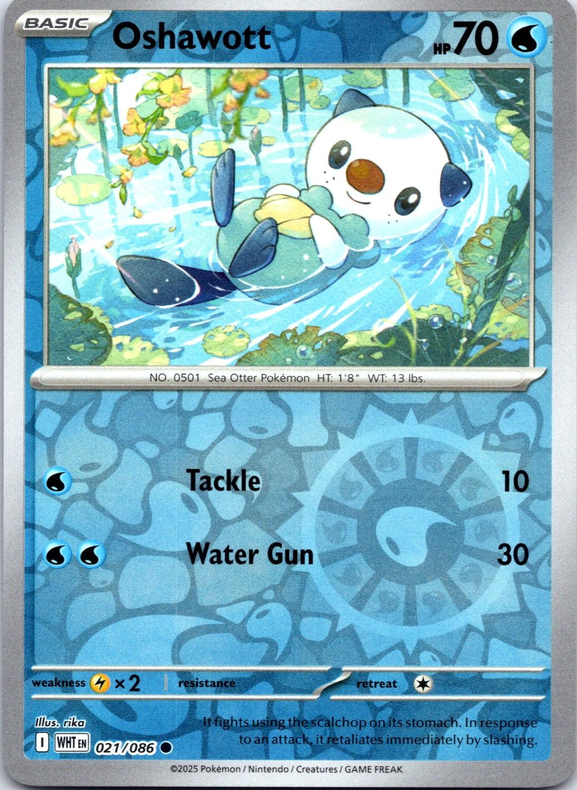 Oshawott 021/086 Common White Flare Pokemon Reverse Holo NM
