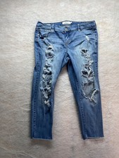Torrid Womens plus size 18 light wash distressed raw hem boyfriend jeans