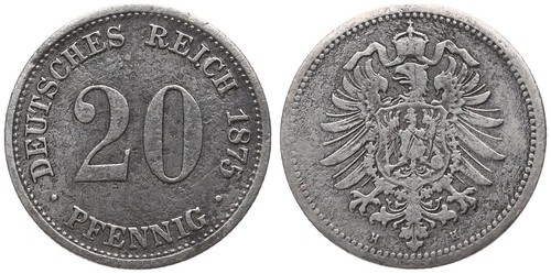 Deutschland - Deutsches Reich 20 Pfennig 1873-1877 Silber - verschiedene Jahre - Bild 26 von 36