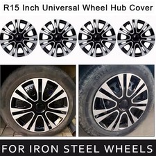 15 Inch Set Of 4 Wheel Hub Cover Hubcaps For 2013 2014 2015 Honda Civic Silver