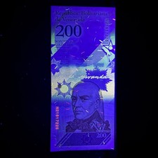 🇻🇪 Venezuela 200 Bolivares Soberano Banknote P107 2018 Currency Under UV Light