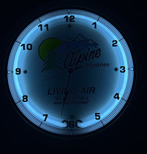 Vintage Retro Blue Neon Clock Alpine Industries. Works Man Cavegaragedecor