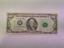 SERIES 1990 INK ERROR BLEED THROUGH E73125636A $100 ONE HUNDRED DOLLAR BILL