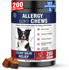 Dog Itchy Skin Allergy Relief Chews 200Ct Probiotic