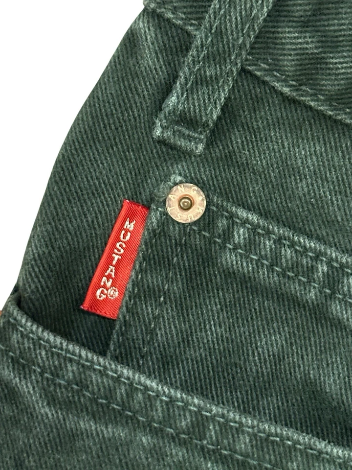 Pantalones de mezclilla ajustados de pierna recta vintage Mustang verde vintage para hombre - talla 32x30 Foto 3 de 4