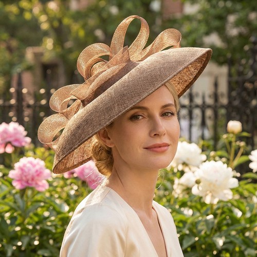 Hut mit breiter Krempe Netz Schleife Fascinator Hochzeit Kappe Braut Cocktail Tee Party Kleid Hut - Bild 11 von 28