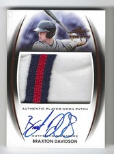 2014 Leaf Trinity #PA-BD1 Braxton Davidson Jumbo Patches Auto Atlanta Braves
