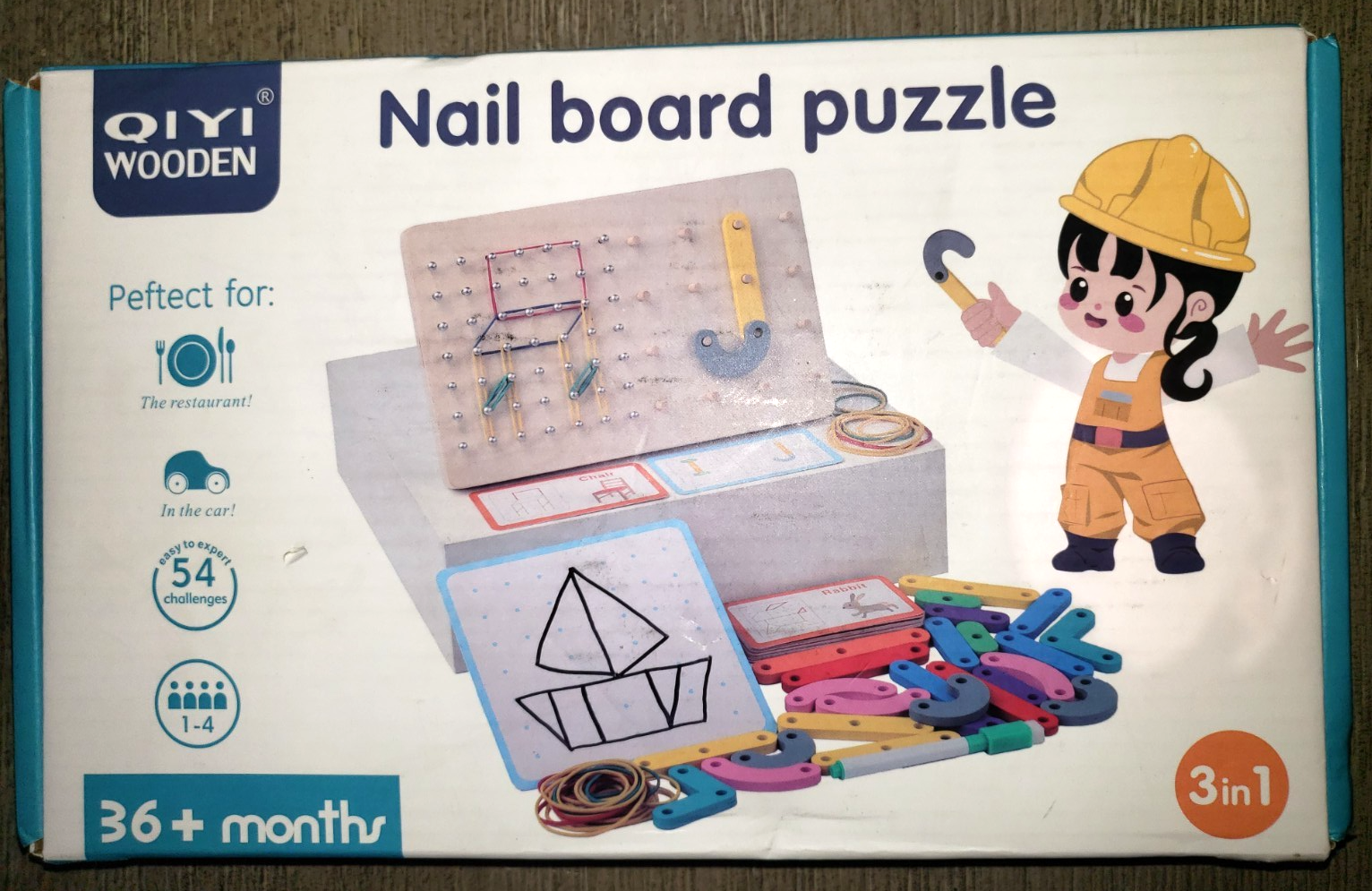 NEW NAIL BOARD PUZZLE 3 YEARS AND UP WOODEN CHRISTMAS GIFT BOYS GIRLS FUN!