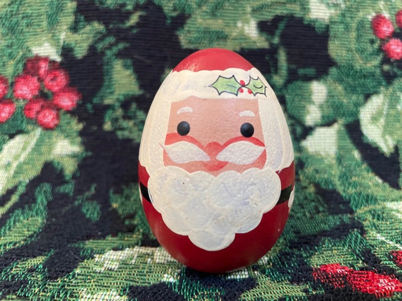 Vintage Santa Wooden Egg Hand Painted