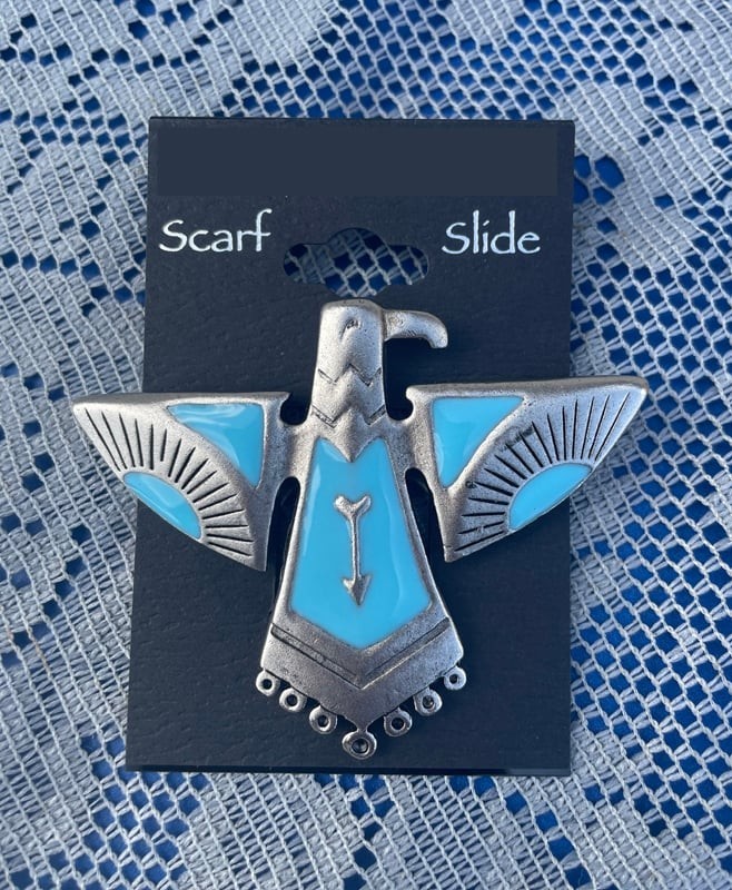 Western/Southwestern Thunderbird Turquoise Scarf/Bandana Slide (MADE IN USA)