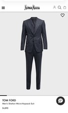Tom Ford Shelton Black Hopsack Wool 2-Piece Suit EU 46R Peak Lapel
